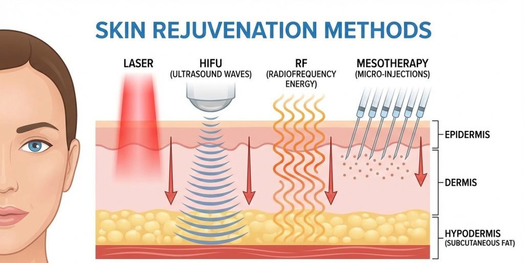 مقایسه روش‌های جوان‌سازی پوست