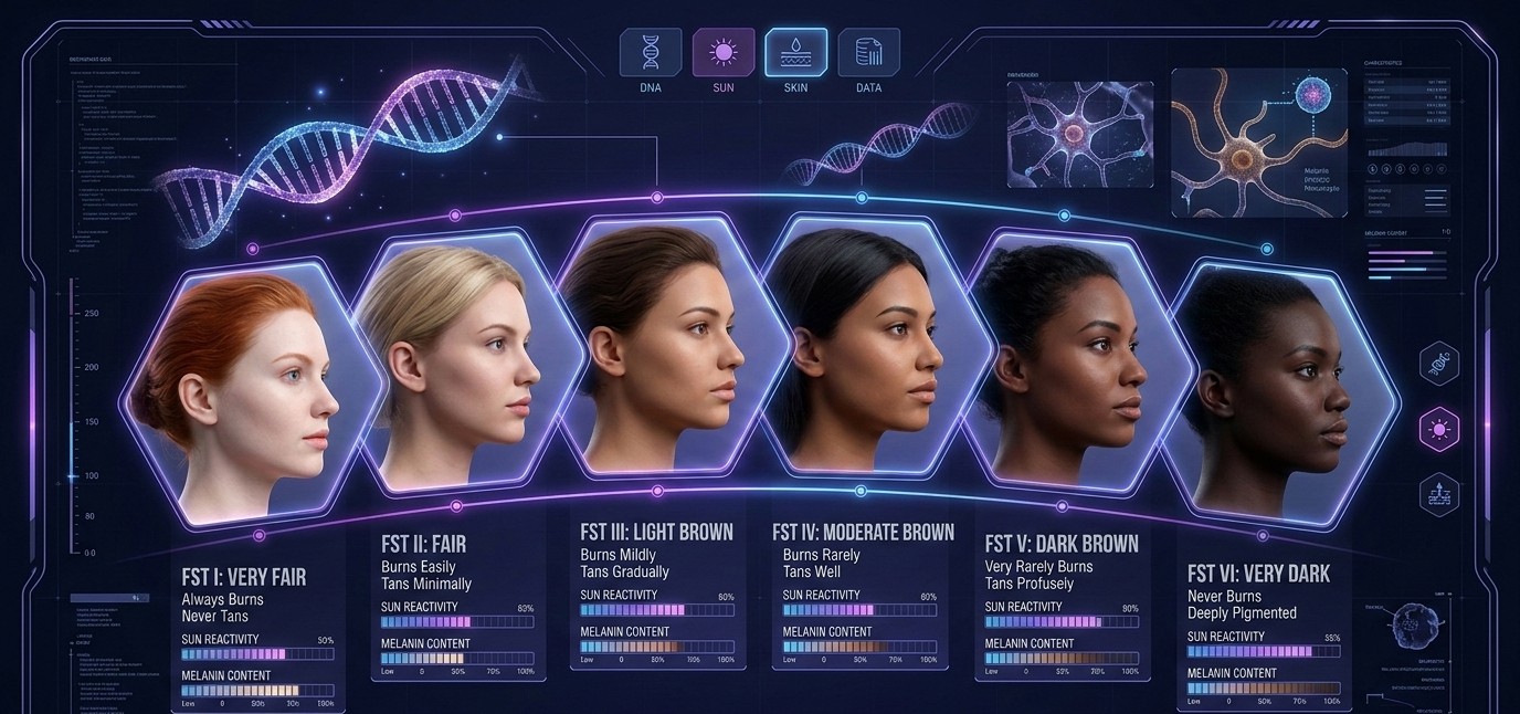 راهنمای جامع تعیین تیپ پوستی فیتزپاتریک (Fitzpatrick)